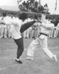 behind the scenes of ENTER THE DRAGON: 
<br> Yuen Wah as a backflip stand-in for Bruce Lee