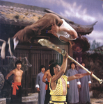 Chiang Sheng as stand-in for Sun Chien,
performing his final somersault over Lu Feng
