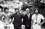 On the set of THE VICTIM with Yuen Biao (left) as a stunt double