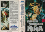 German VHS release (International Home Video); sleeve scan (German movie poster on front with drawn image motifs based on NINJA IN THE DEADLY TRAP!) - Stills on the back are just 