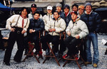 Jackie Chan Stunt Team behind the scenes on Shanghai Knights<p><br>
(front L-R) Jackie Chan + Paul Andreovski + Nicky Li Chung-chi + Brad Allan<p><br>
(back L-R) He Jun + Angel Yu Hao-er + J.J. Park + Wu Gang + Park Hyeon-jin + Han Guan-hua + Lee In-seop