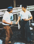 obviously a rehearsal scene
<br<(as the foreman doesn't wear a white shirt in this scene in the final version of the movie)