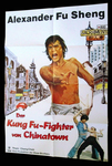 German movie poster (showing a drawn image motiv of Fu Sheng in SHAOLIN TEMPLE which was released earlier by the same distributor)