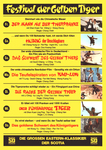 poster for a German 7-days martial arts movie programme called "Festival der gelben Tiger", showing a different movie each day of the week in the cinema (with SWORDSMAN OF ALL SWORDSMAN running on a Wednesday)
